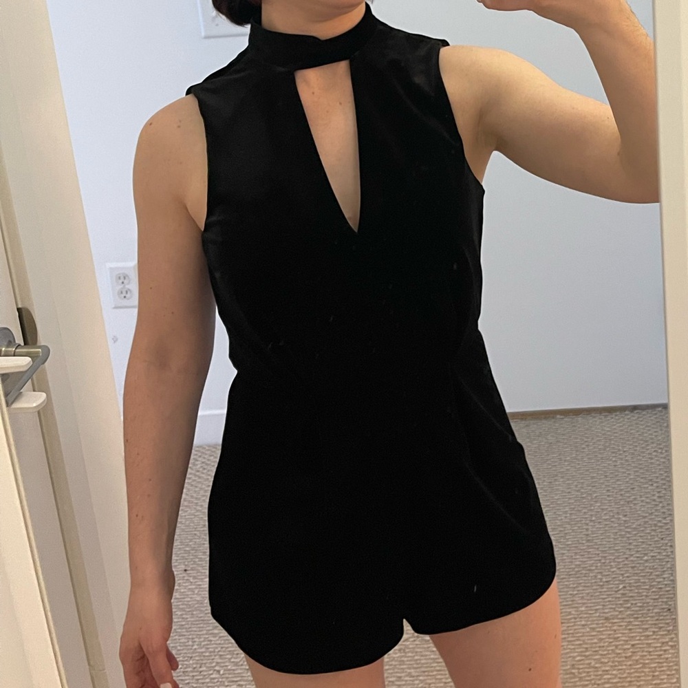 TOPSHOP Black Velvet Romper
